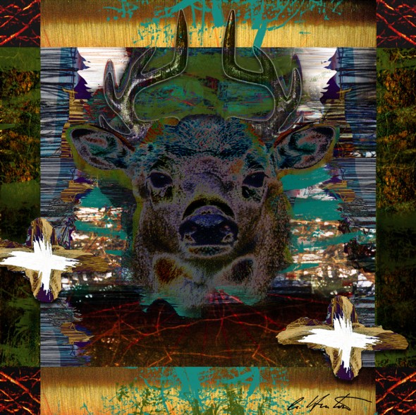 Deer Messenger 3 mixed media collage composite