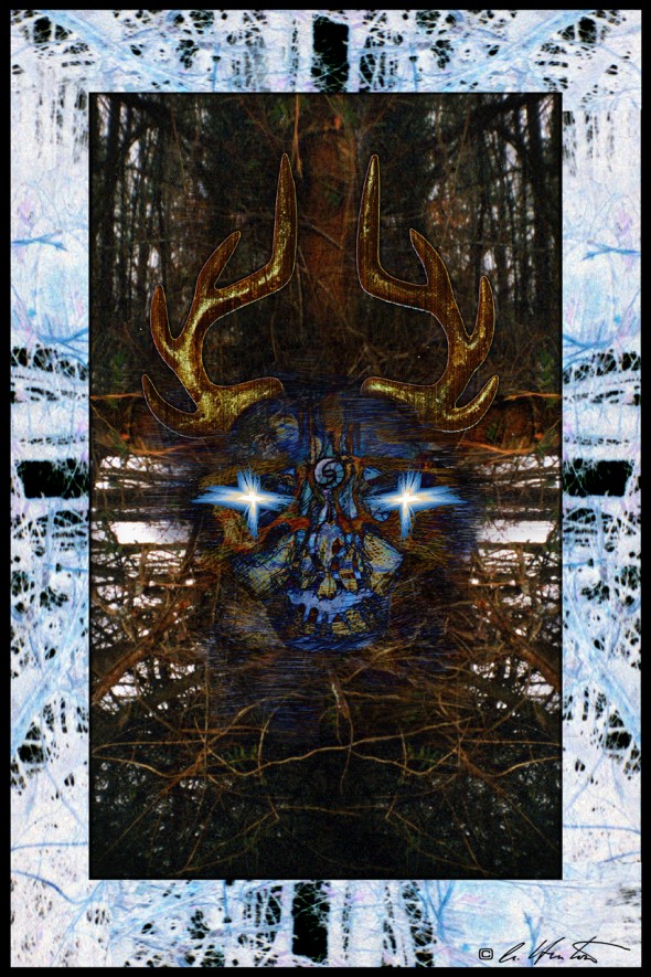 Deer Messenger mixed media collage composite