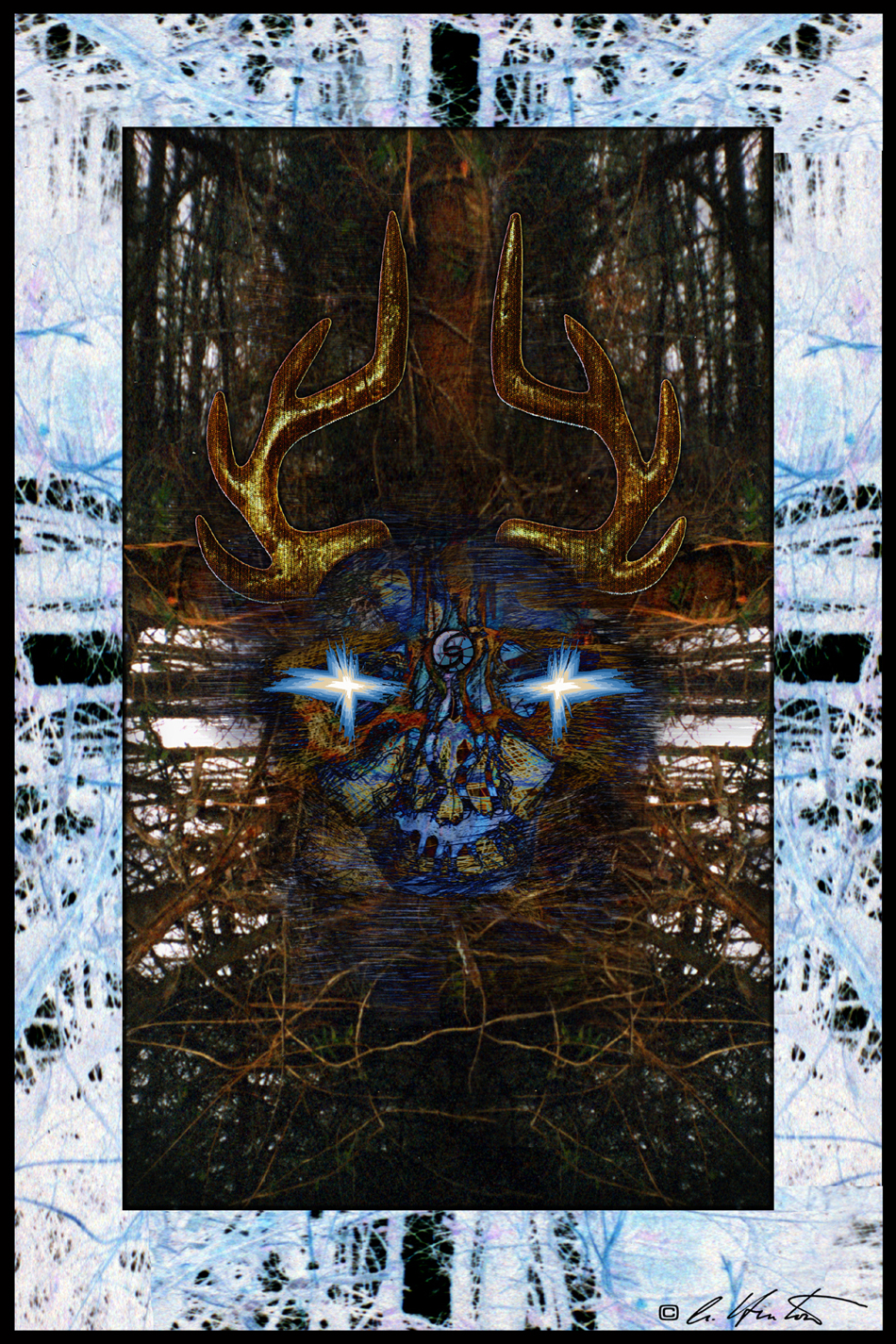 Deer Messenger 3 mixed media collage composite