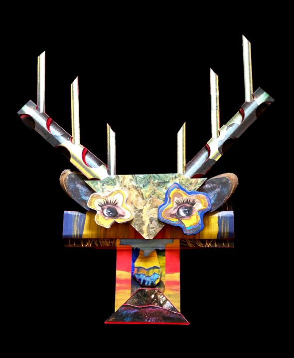 Deer Star Mixed Media Assemblage Sculpture