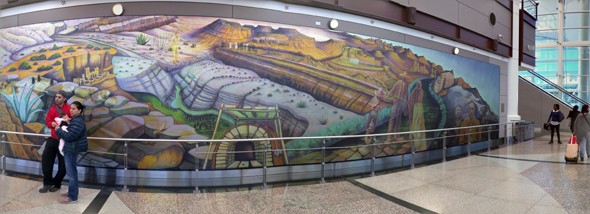 On My Way Home...Denver Airport Amazing Mural Painting (and the security check folks weren't mean)!!