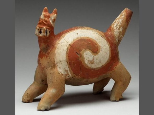 Ceramic Underwater Panther, from the Mississippian culture, 1400 - 1600, found in Rose Mound, Cross County, Arkansas, US. From the Smithsonian Museum of the American Indian, New York.