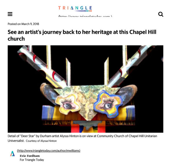 Triangle Today Article-See an artist's journey back to her heritage at this Chapel Hill church